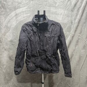 Mens‎ Dark Gray Full Zip Bomber Jacket Stand Collar Casual Outerwear Size Medium